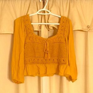 American Eagle Orange knit off shoulder crop top